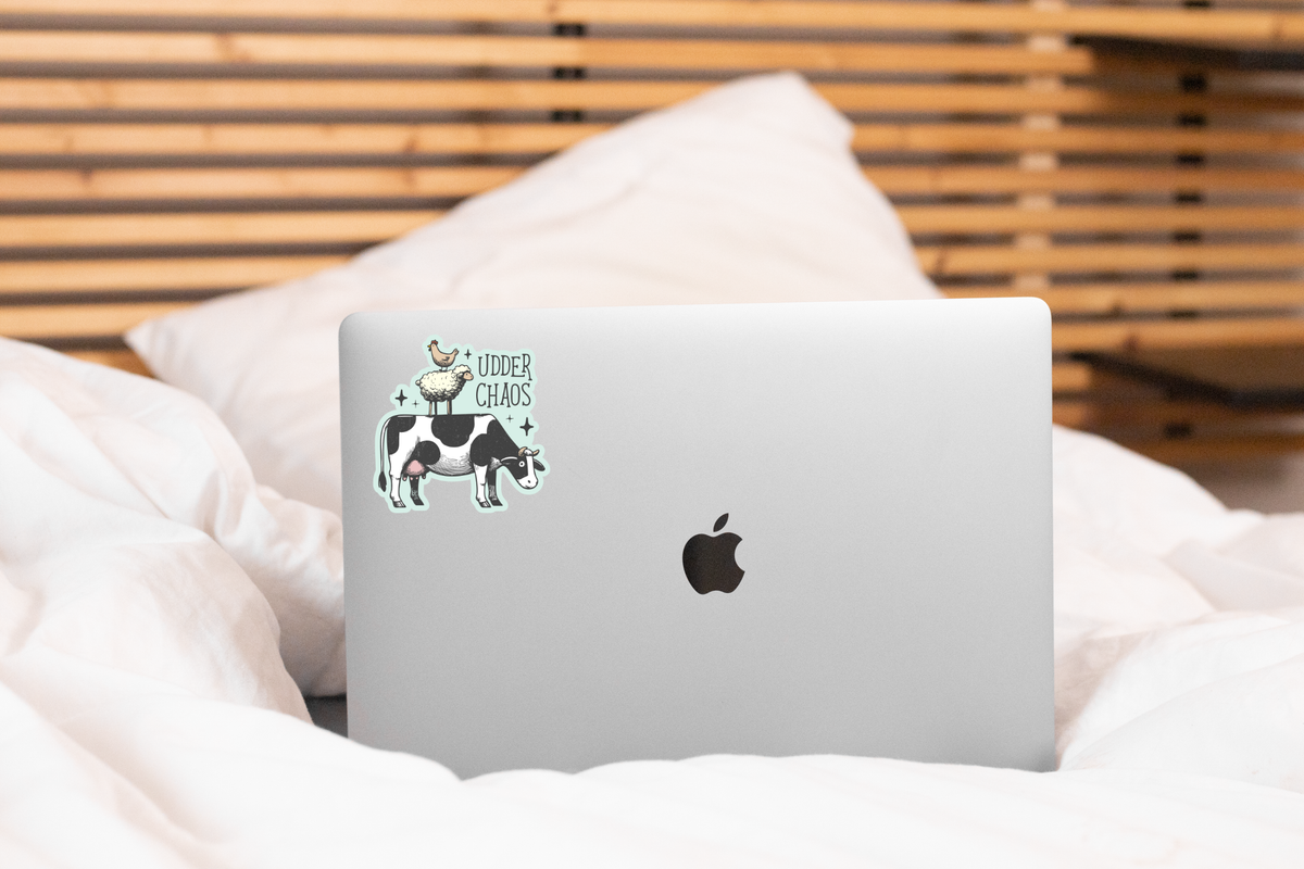 Udder Chaos Sticker - sheep, chicken, cow, farm animals, fun