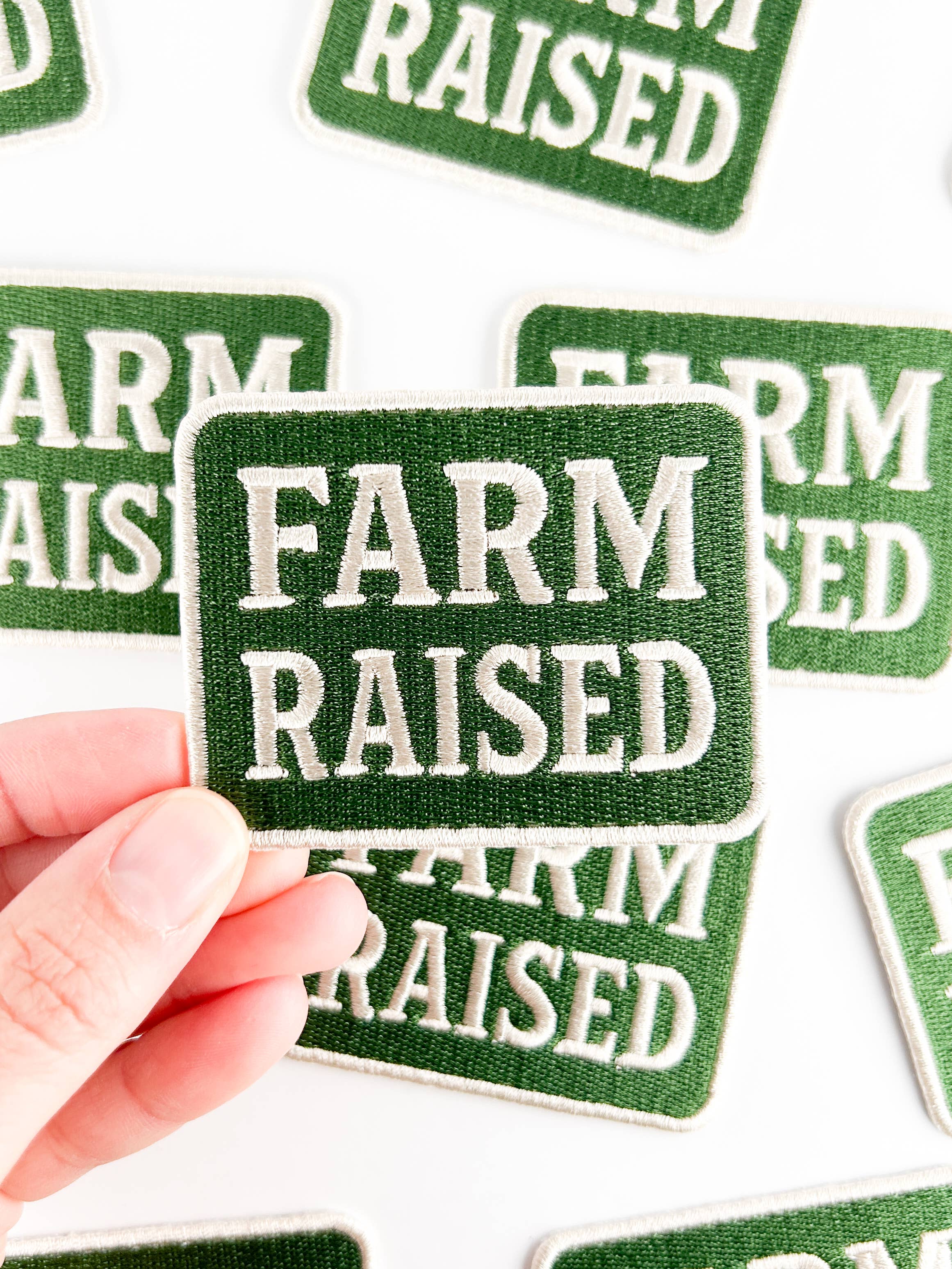 Farm Raised Embroidered Patch Country Inspired Iron On Hats