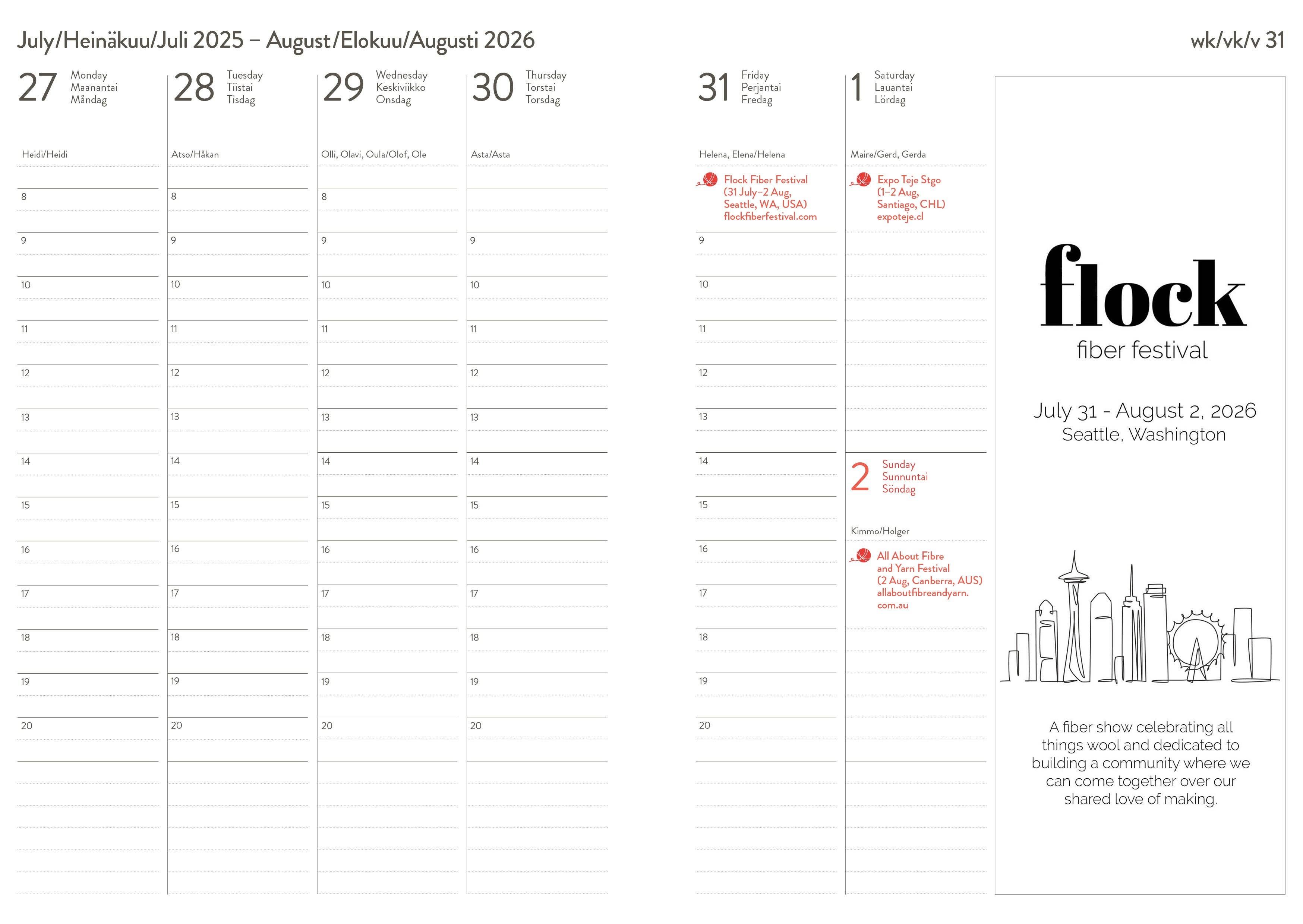 Knitter’s Year 2026 weekly planner