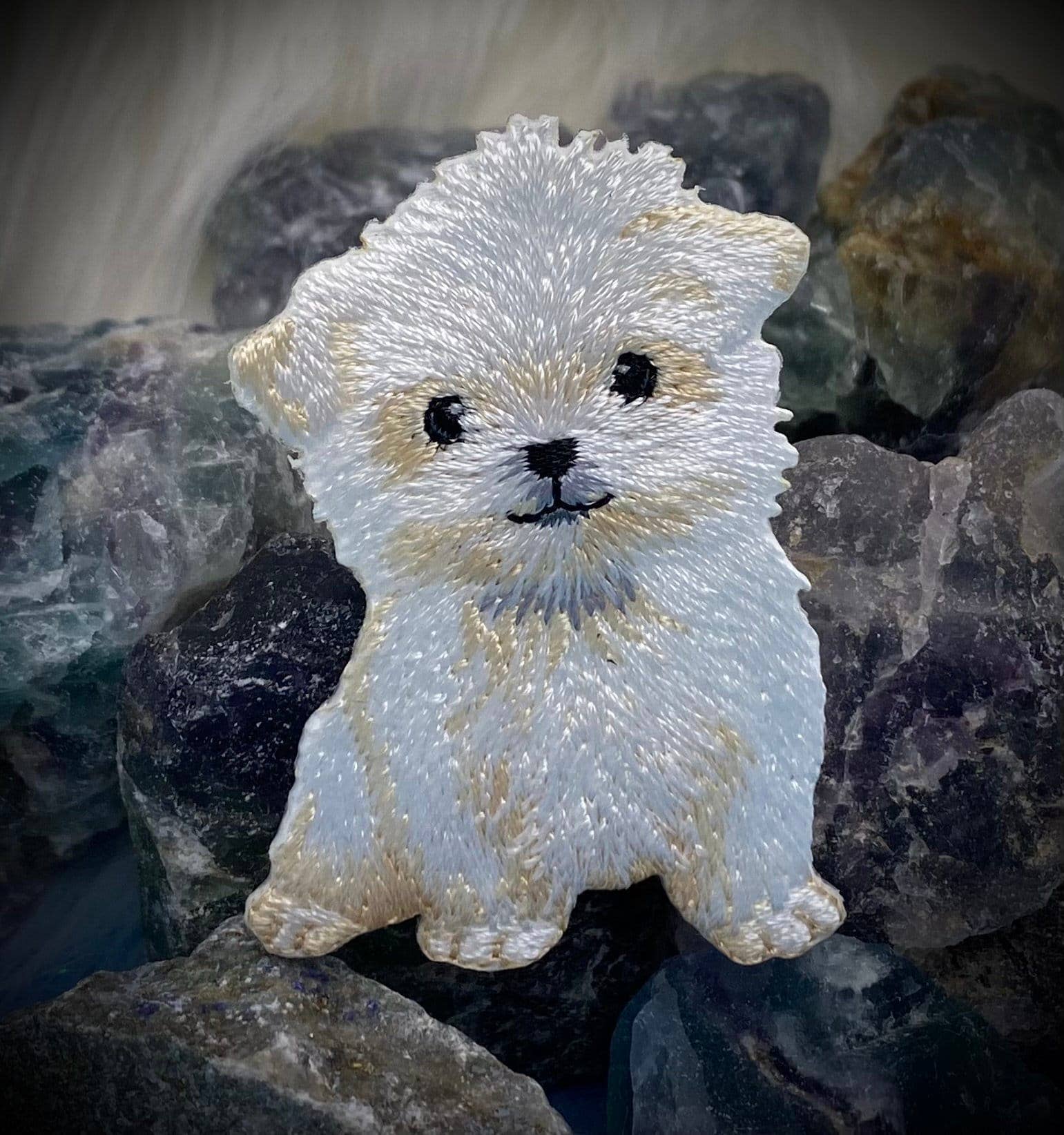 Maltese Puppy Dog Embroidered Iron on Patch