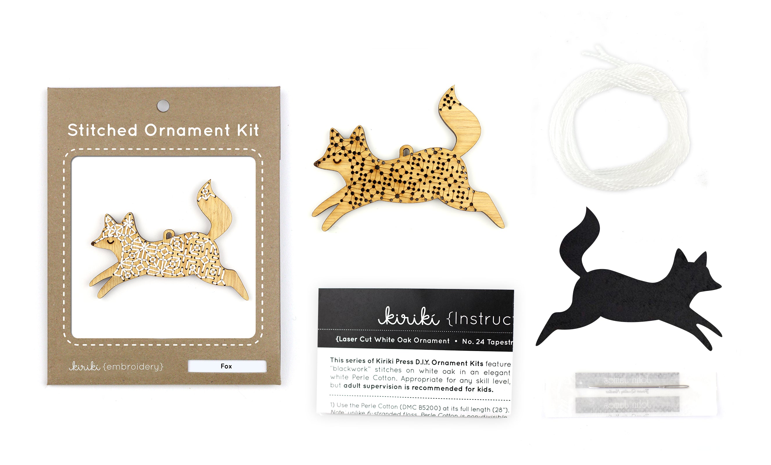 Embroidered Fox Ornament Kit by Kiriki