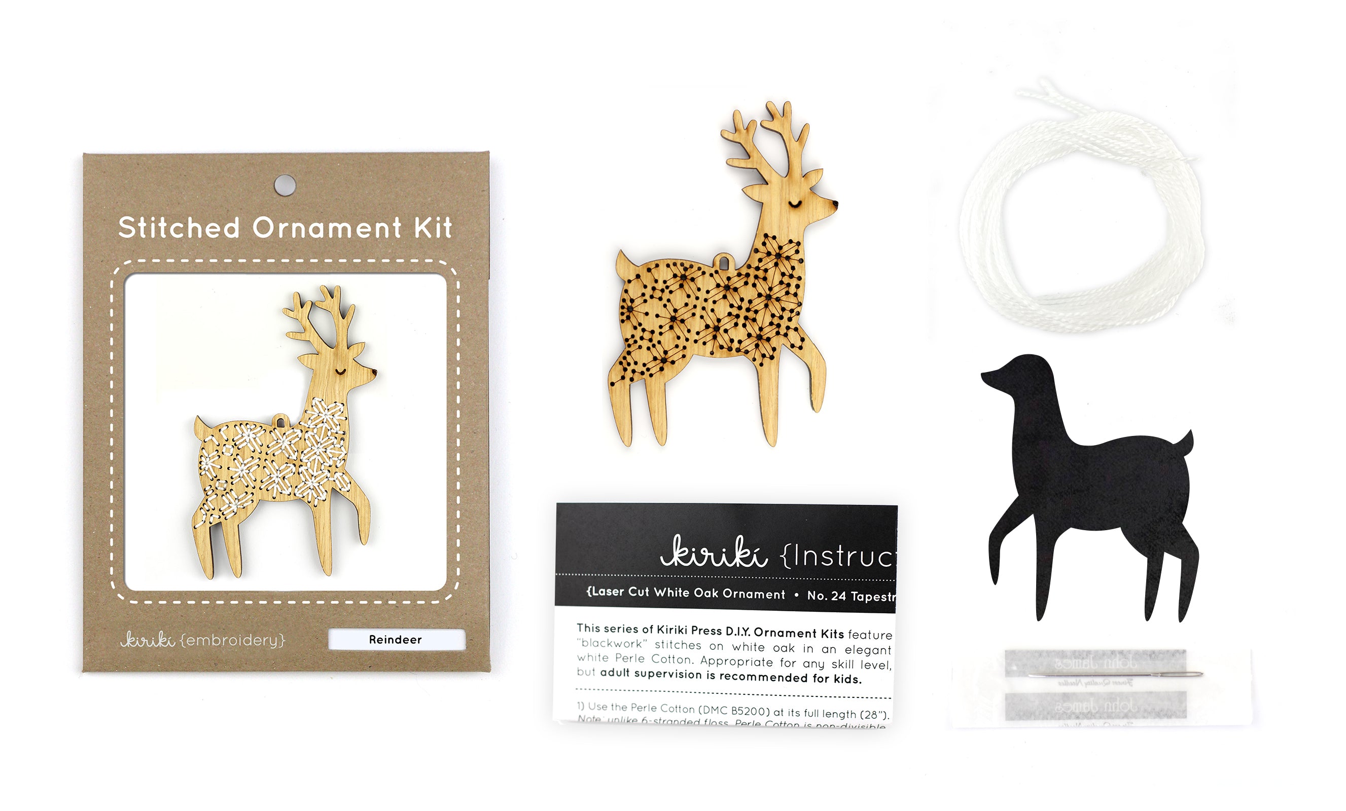 Embroidered Reindeer Ornament Kit by Kiriki