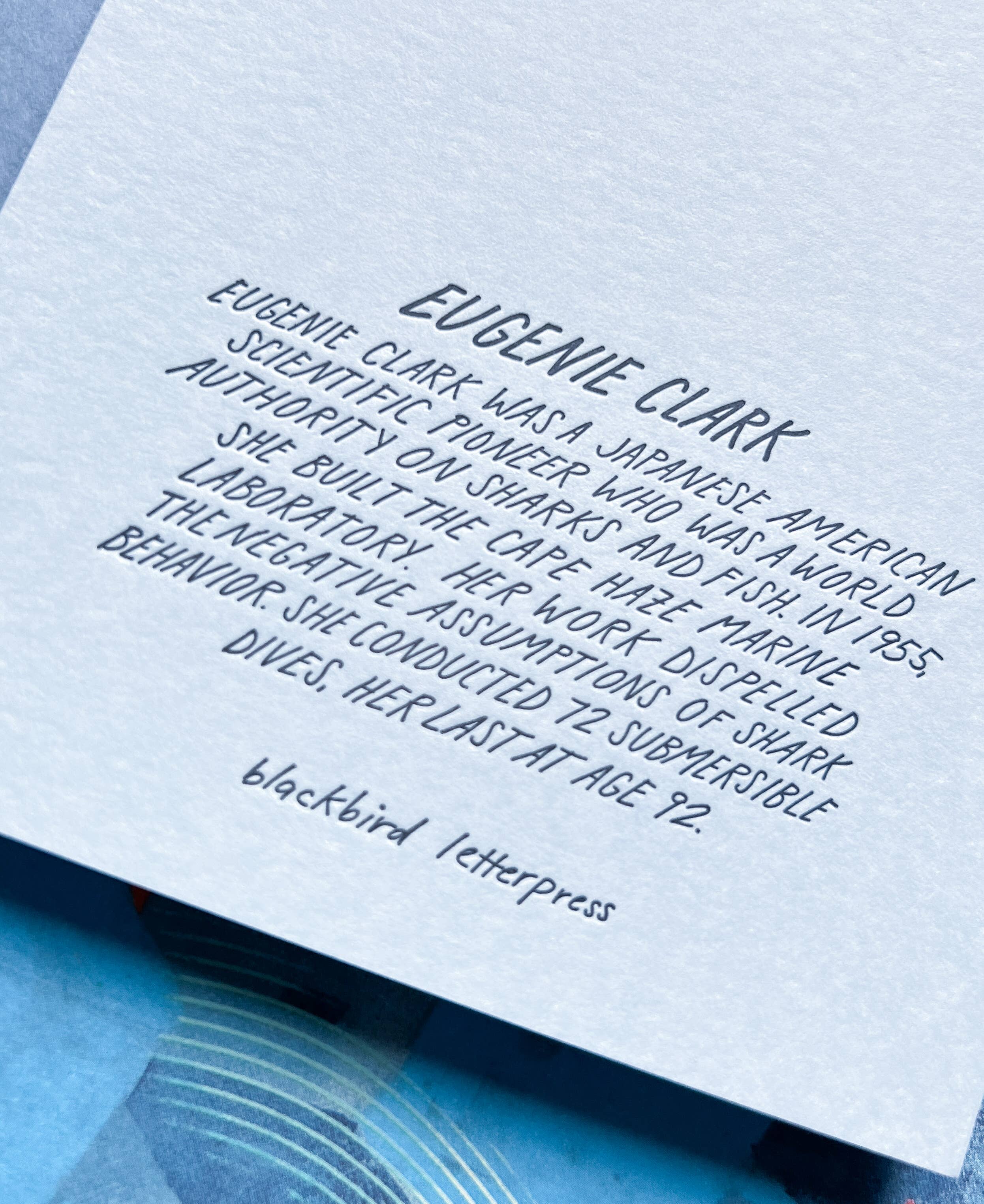 Eugenie Clark letterpress card