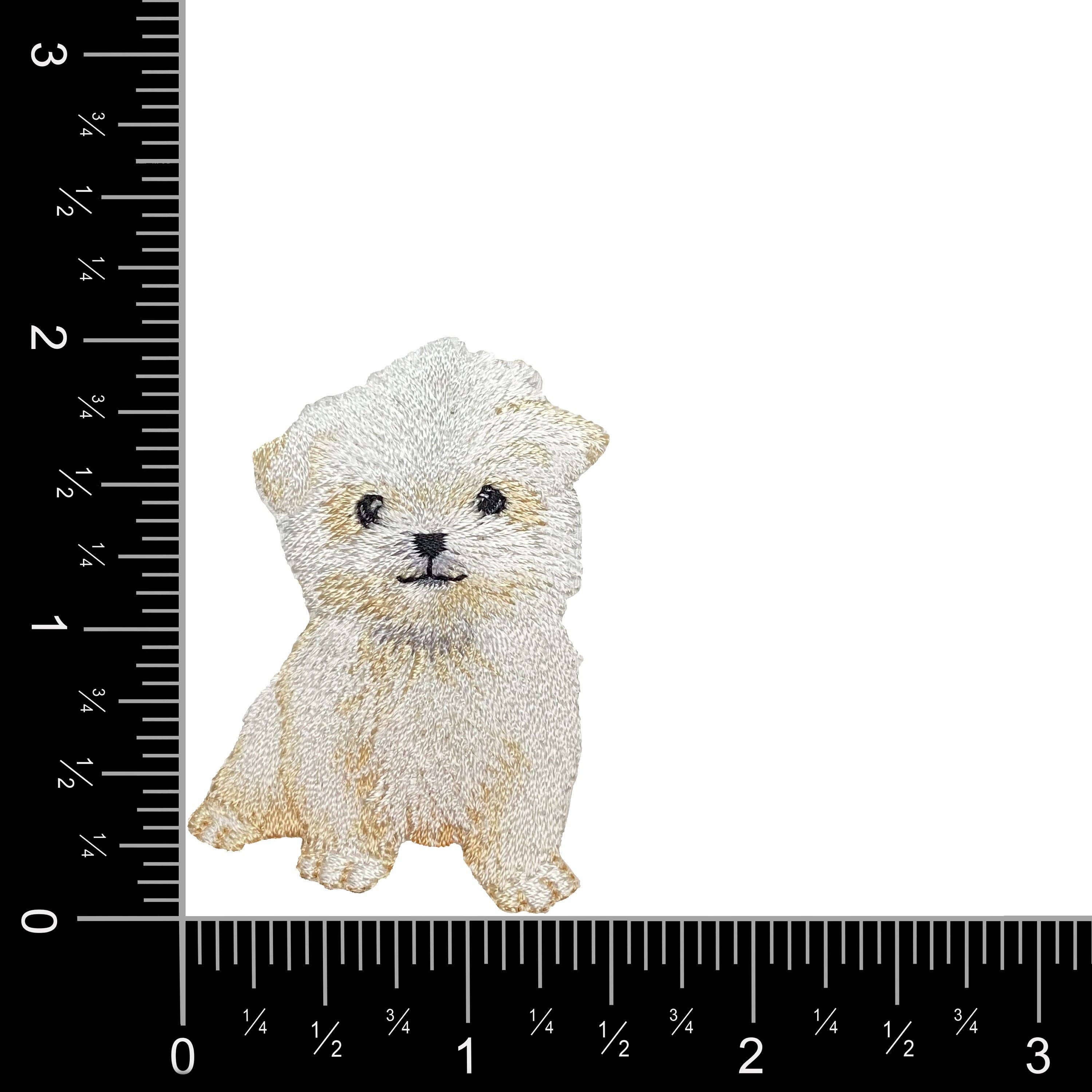 Maltese Puppy Dog Embroidered Iron on Patch