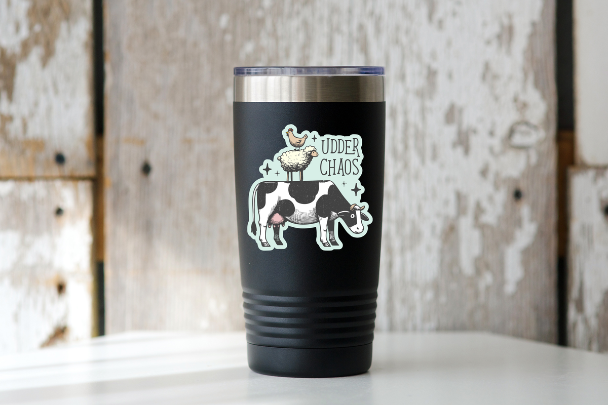 Udder Chaos Sticker - sheep, chicken, cow, farm animals, fun