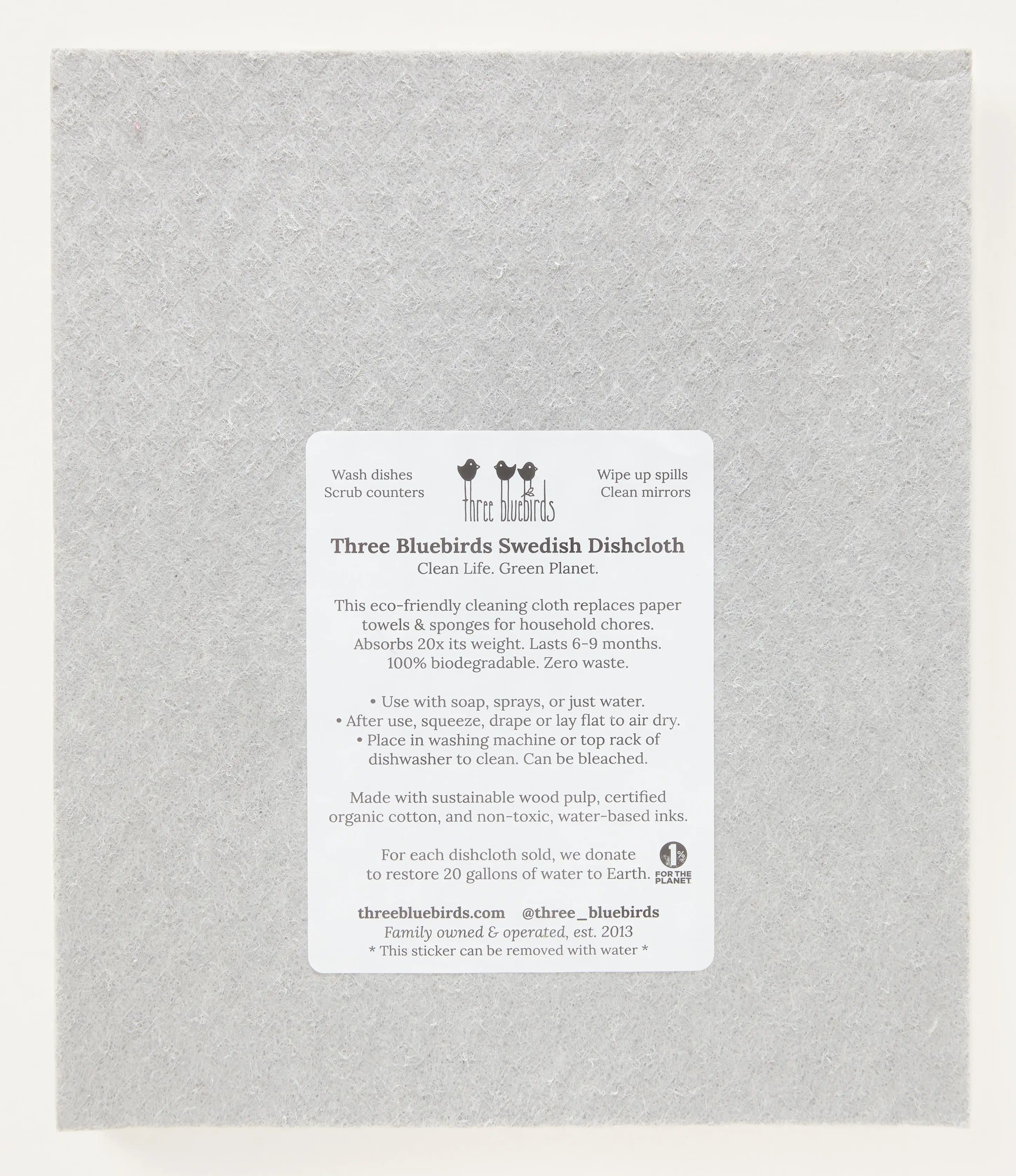 Dogwood on Grey Swedish Dishcloth